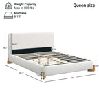 Elegant Boucle Upholstered Bed - Queen Size