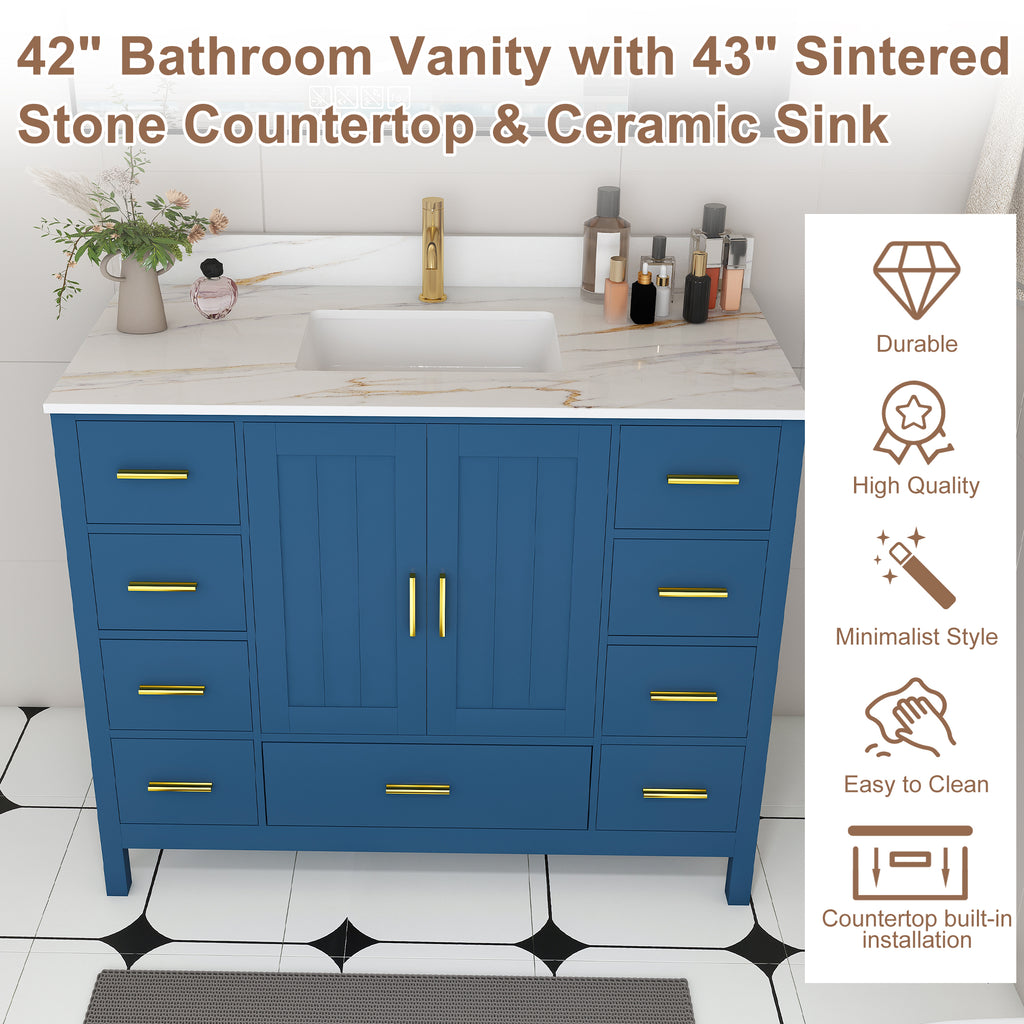 42" Modern Solid Wood Bathroom Vanity with Sink
