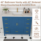 42" Modern Solid Wood Bathroom Vanity with Sink