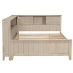 Full Size Wood Daybed with Storage Shelves and 3 Drawers, Antique