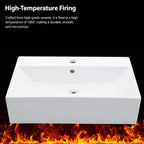 24" x 16.75" Bathroom Ceramic Console Sink with Overflow