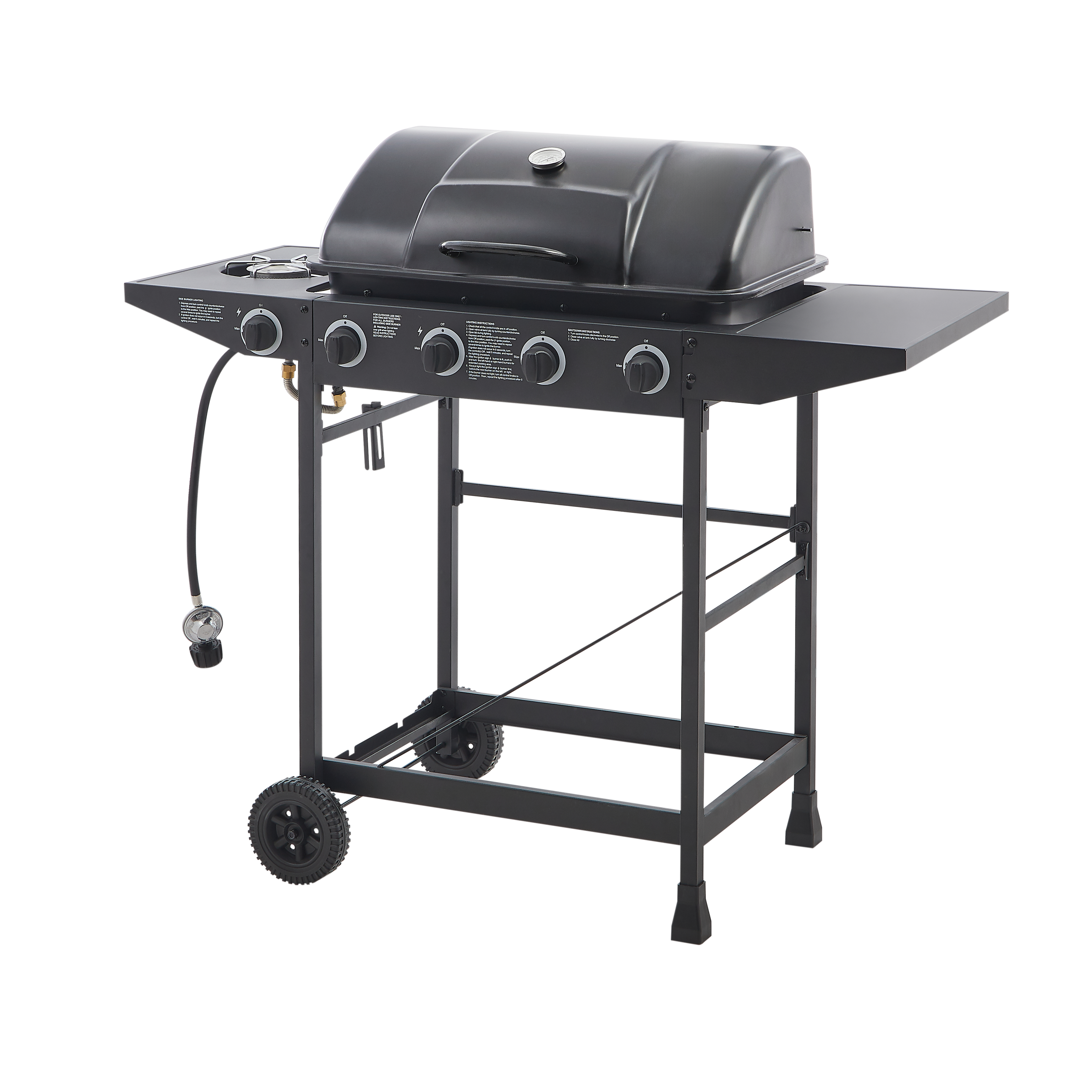 4 Burner BBQ Propane Gas Grill with Side Burner