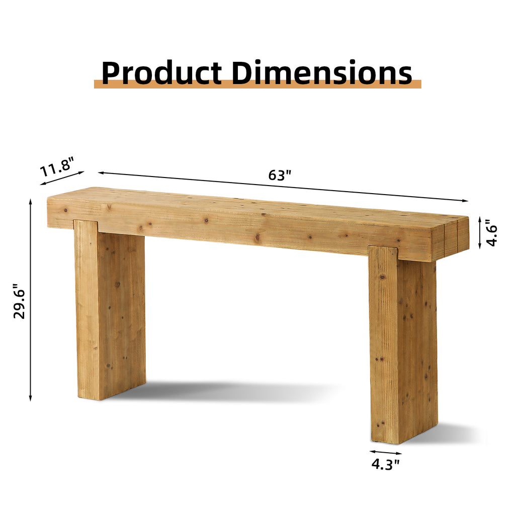 63" Solid Wood Console Table