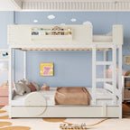 Queen Bunk Bed With Trundle and Bookshelf