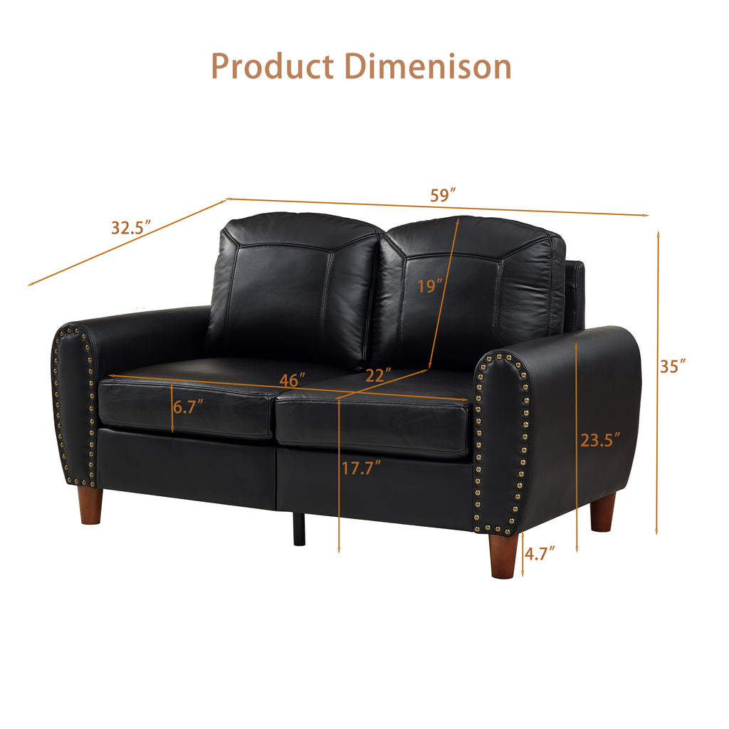 Classic 59" Faux Leather Loveseat