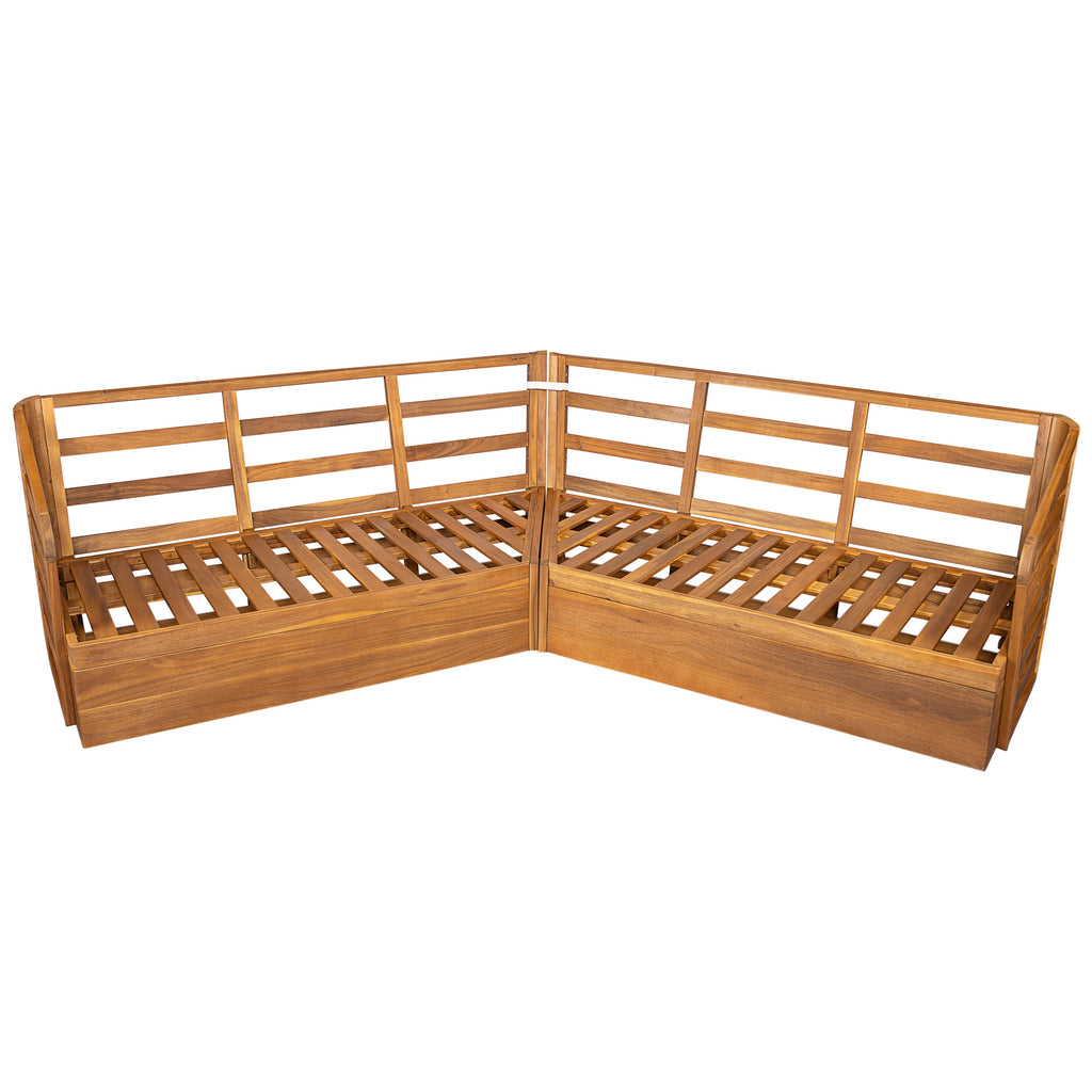 Royal Acacia Patio V Sofa Sectional Set, Beige