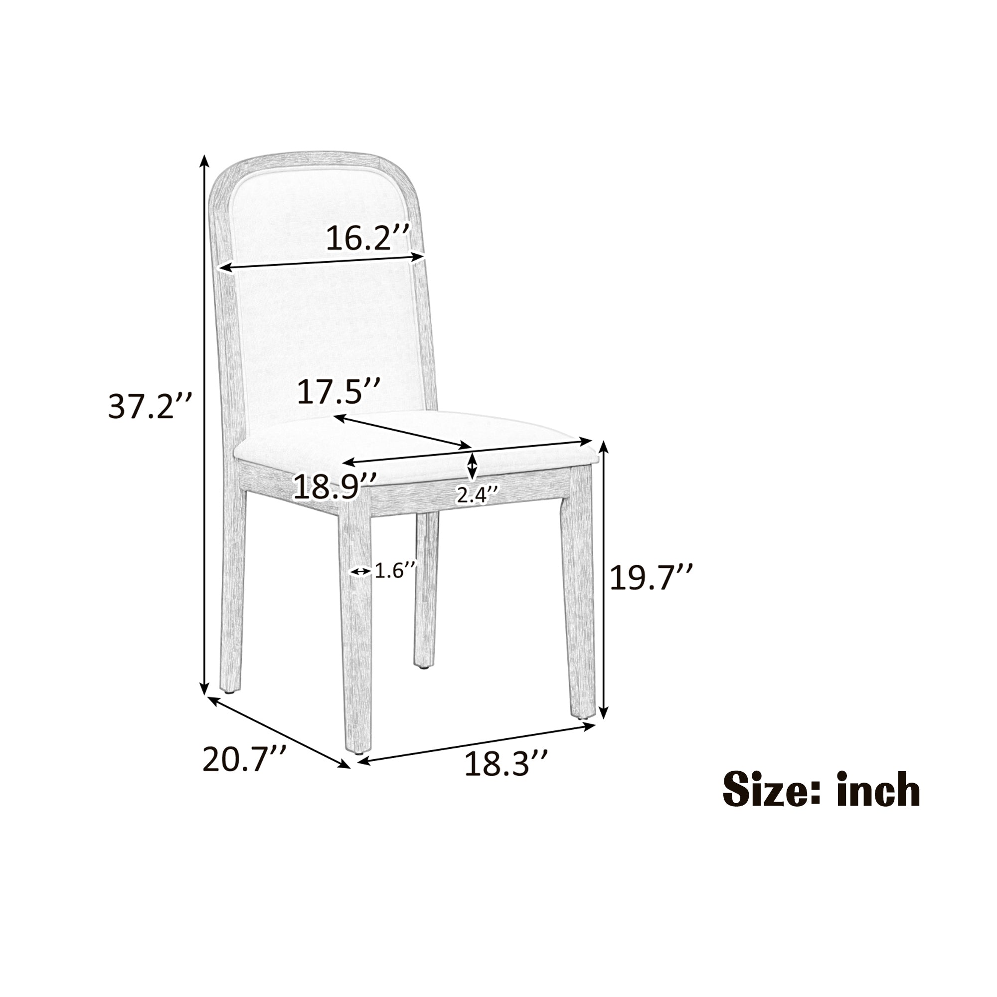 TREXM Vintage Style Dining Chair Set with 4 Upholstered Chairs