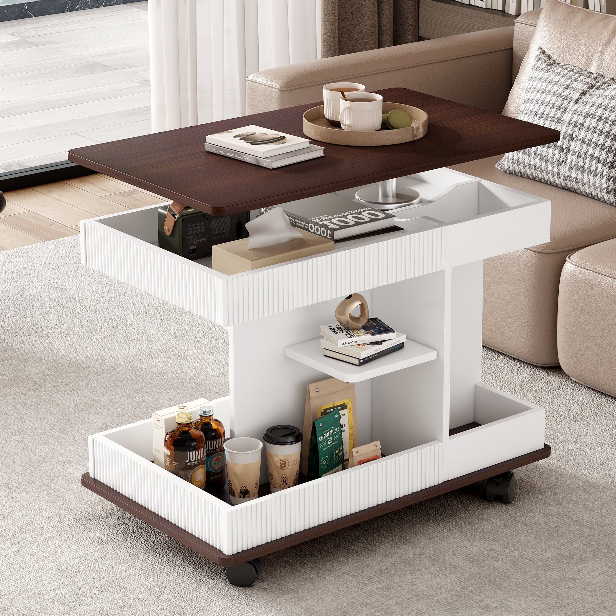U-Can Adjustable End Table with Wheels