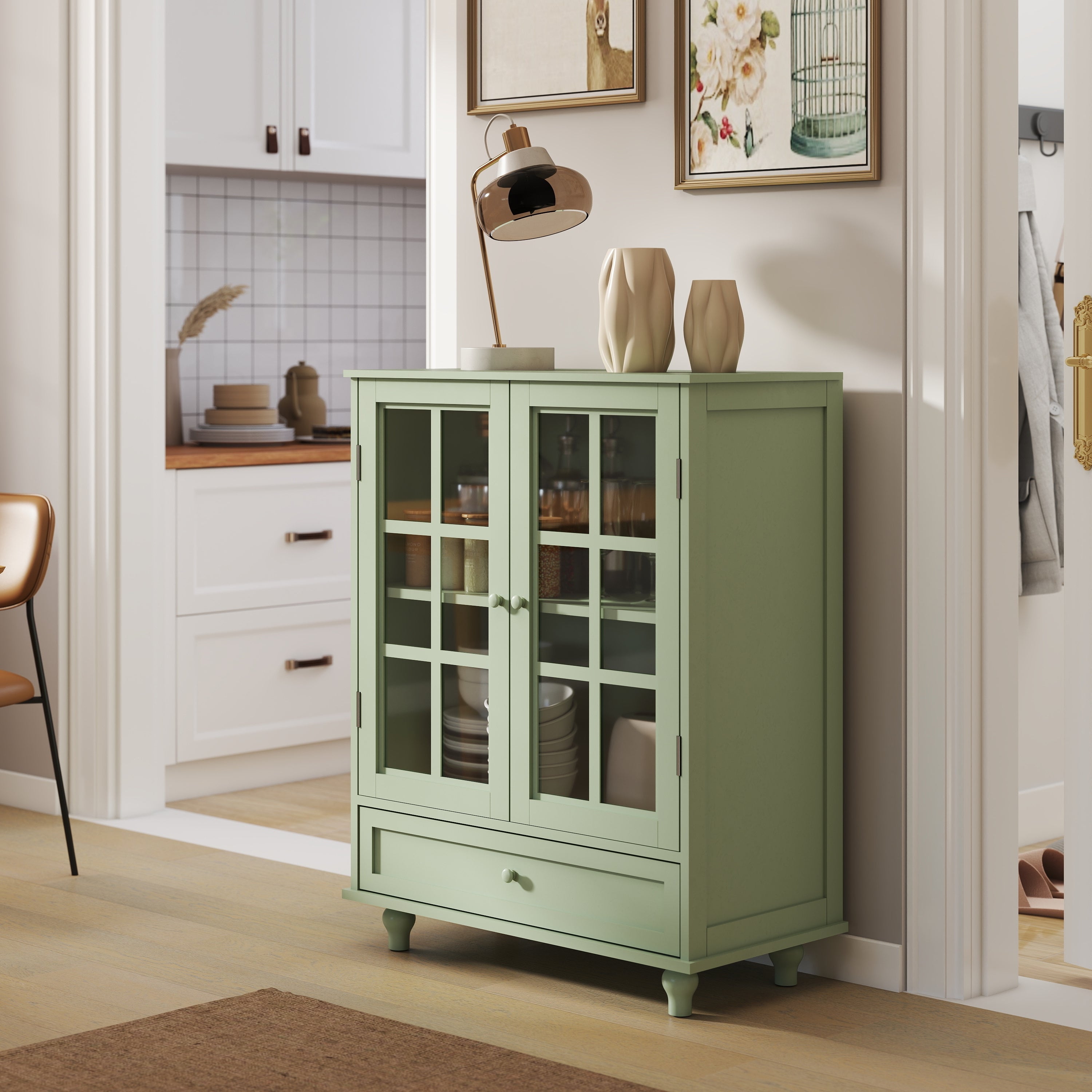 Minimalism Buffet Cabinet with Double Glass Doors