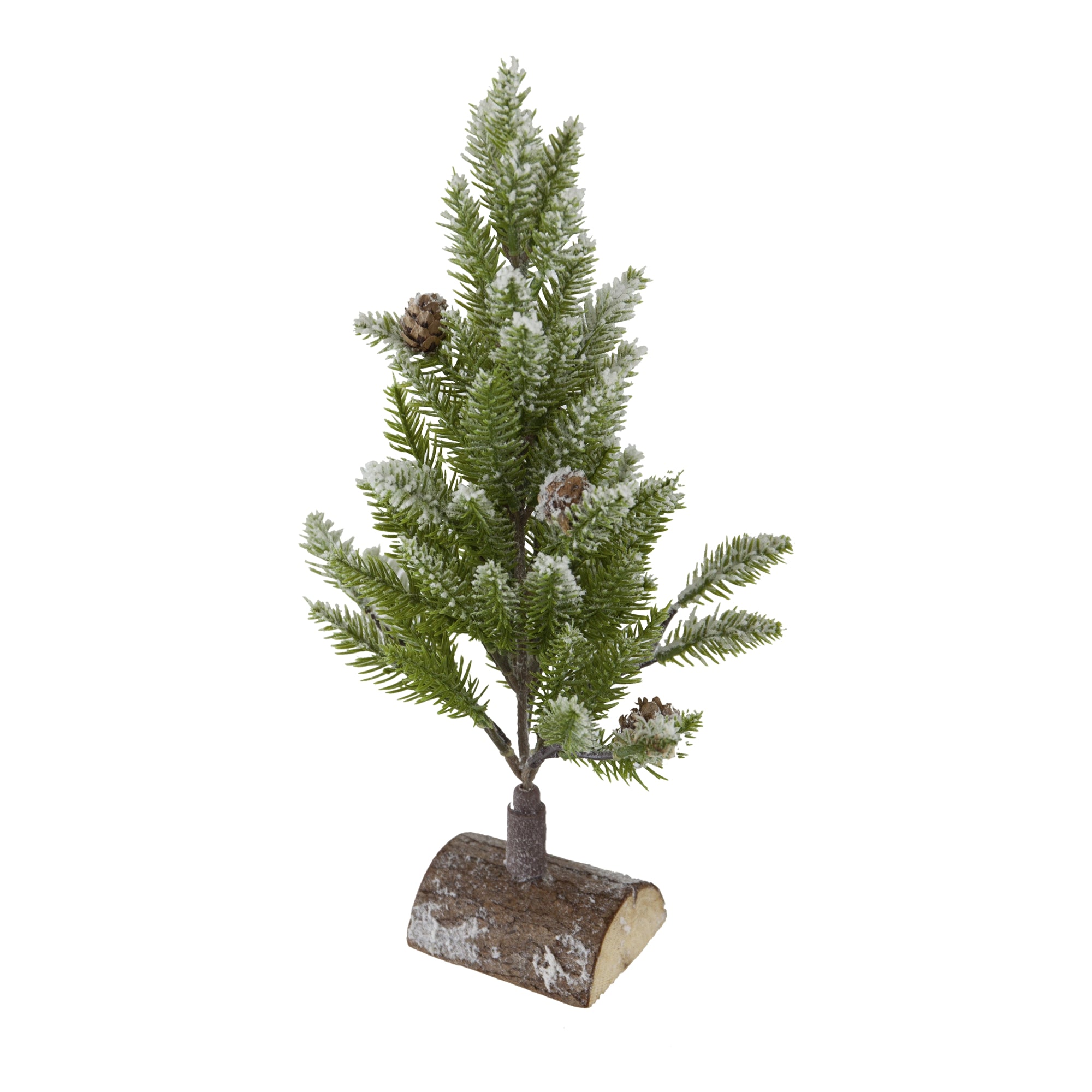 Set of 2, 13.5" Christmas PVC Tree On Wood Base With Snow