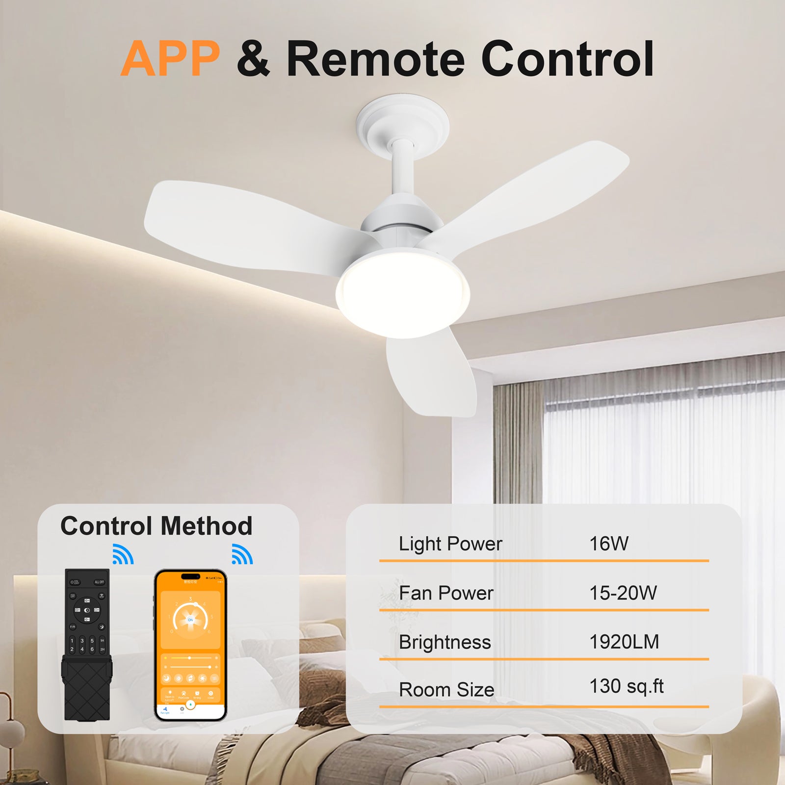 24.4" Modern Ceiling Fan