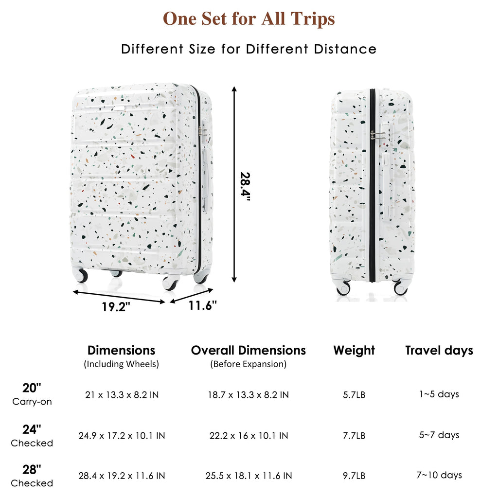 Luggage Set of 3, 20-inch with USB Port