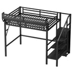 Twin Size Loft Bed with Stairs and Storage