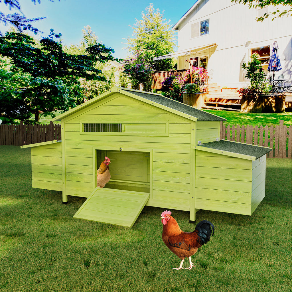 Large Wooden Chicken Coop with Free-Range Doors