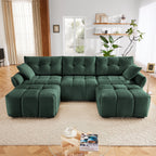 3 Seater Sofa Set With Ottoman And Throw Pillows