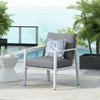 Silver Aluminum Lounge Chair with Sleek Rope Accents