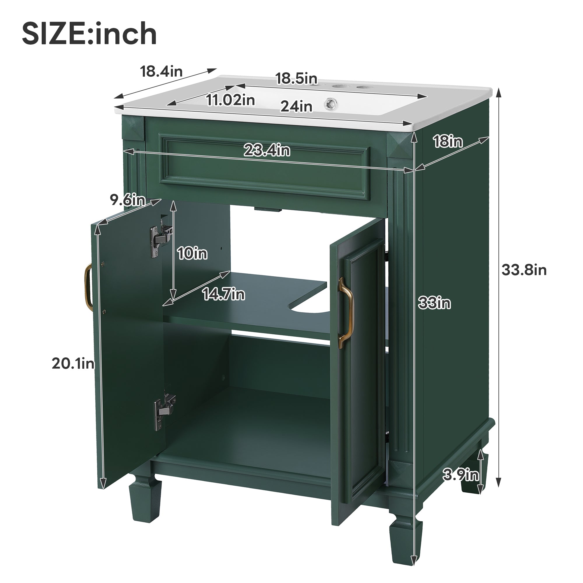 24'' Bathroom Vanity with Top Sink