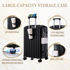 3 Piece ABS Spinner Wheel Luggage Set in Black