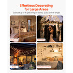 LED Christmas String Lights - 200 LED, 76 ft Connectable Warm