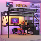 Full Loft Bed with Desk and Charging Station