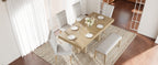 TOPMAX Farmhouse 76.0inch Extendable Wood Dining Table Set for 6