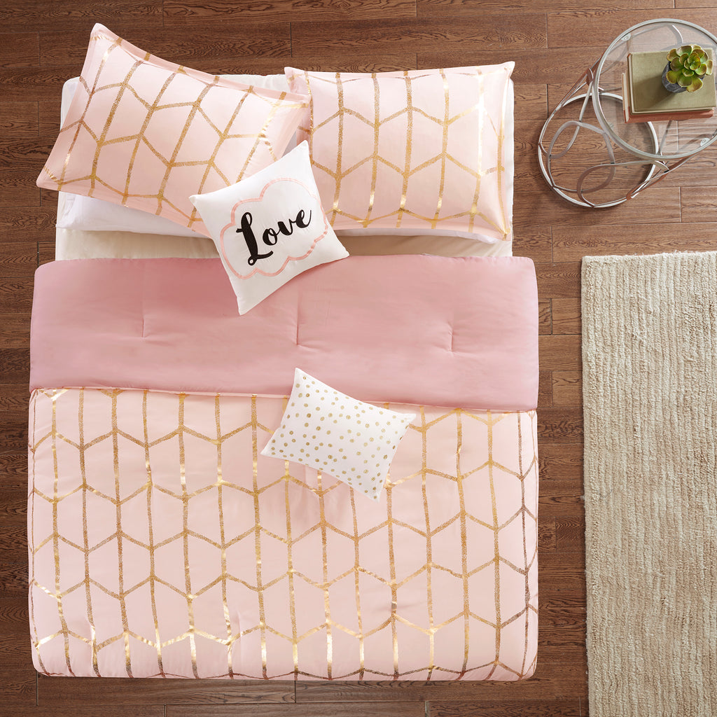 5-Piece King/Cal King 100% Polyester Brushed Printed Comforter Set
