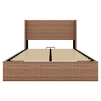 Queen Size Bed Frame with Grooved Lifting Storage Function