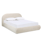 Archie Puffy Grounded Upholstered Platform Bed Queen, Oatmeal Light