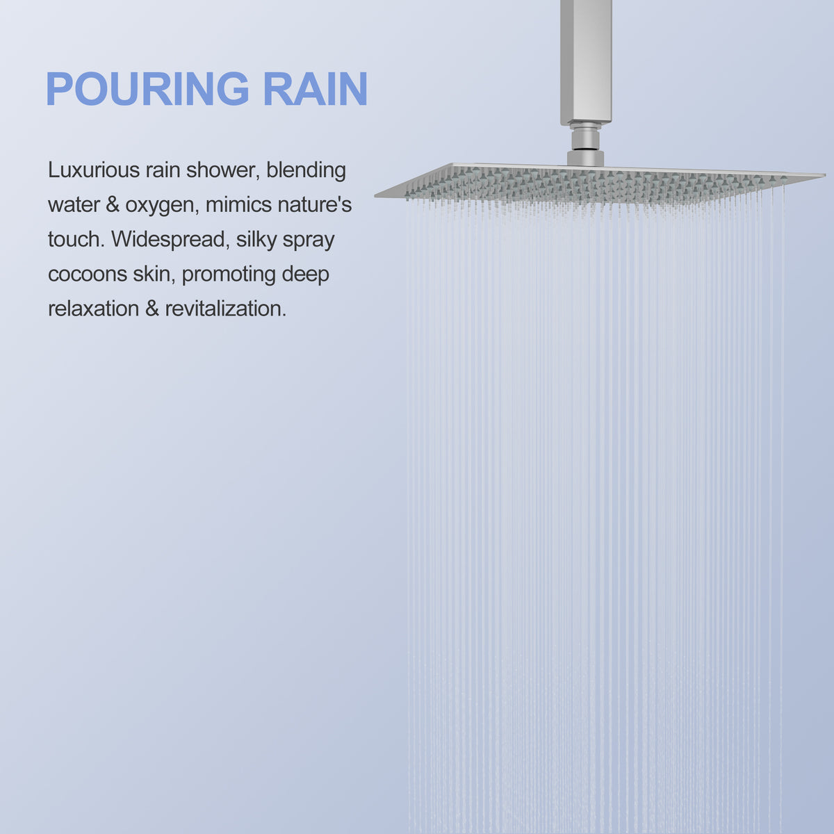 10" Square Rainfall Shower Head, Wall/Ceiling Mounted