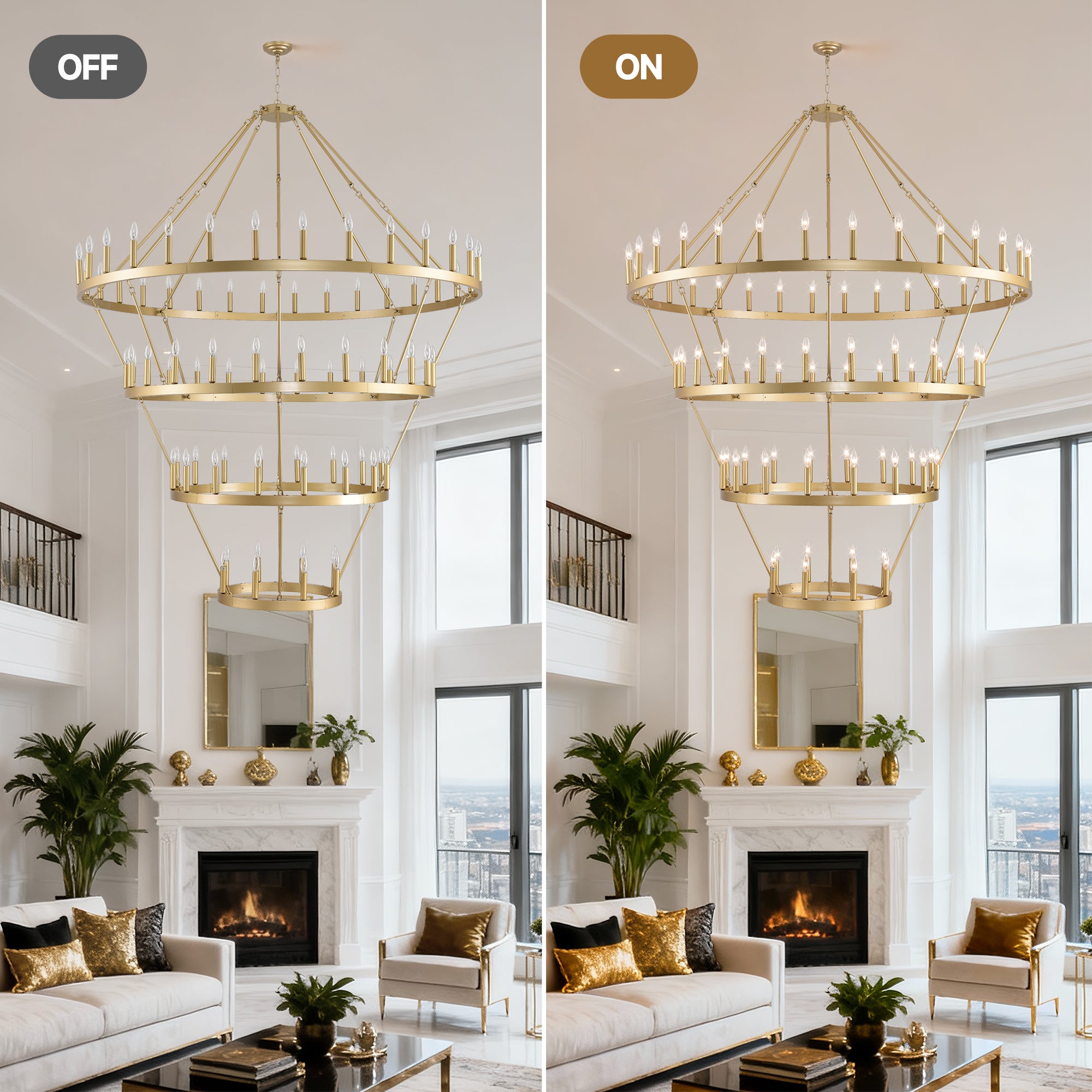 69.3 Inch 4 Tiers Wagon Wheel Chandelier