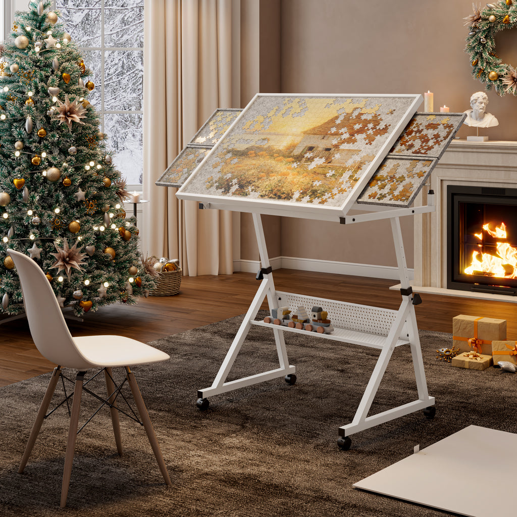 1500 Piece Jigsaw Puzzle Metal Table with 4 Trays