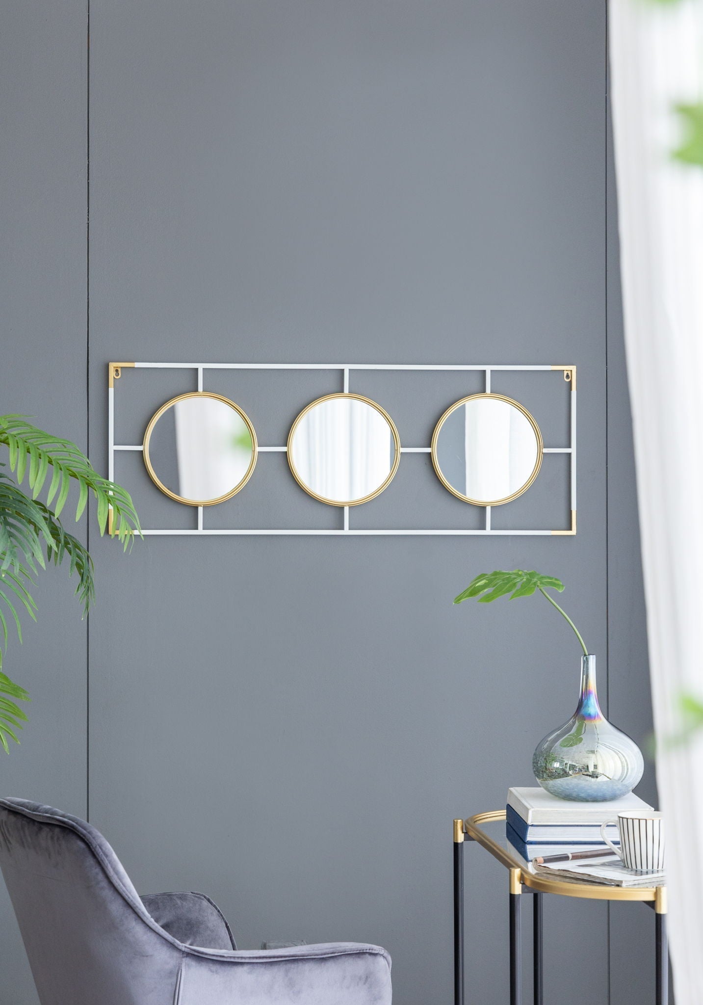 3 Mirror Piece Wall Mirror in Rectangular Frame