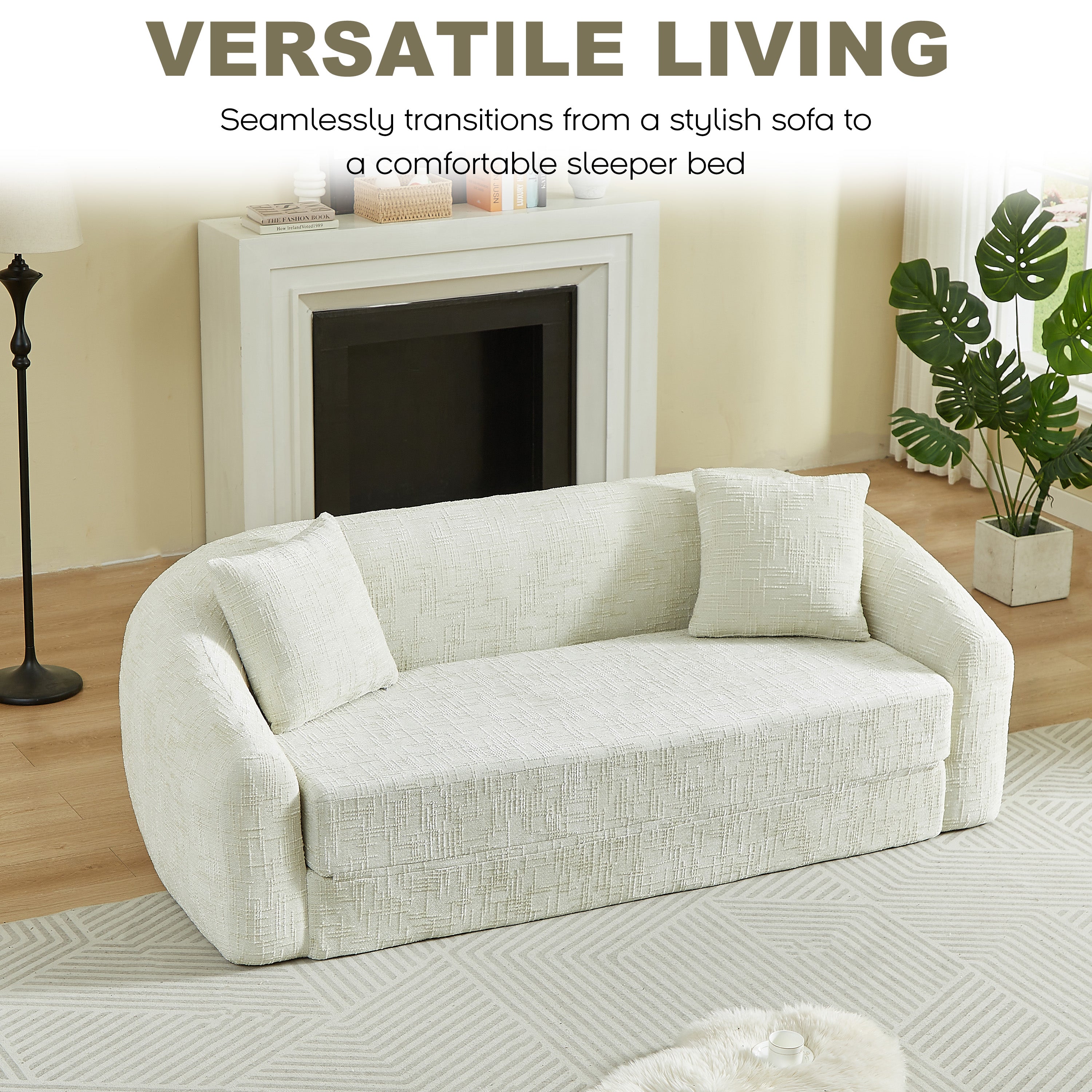 87-Inch Curved Convertible Sofa Recliner