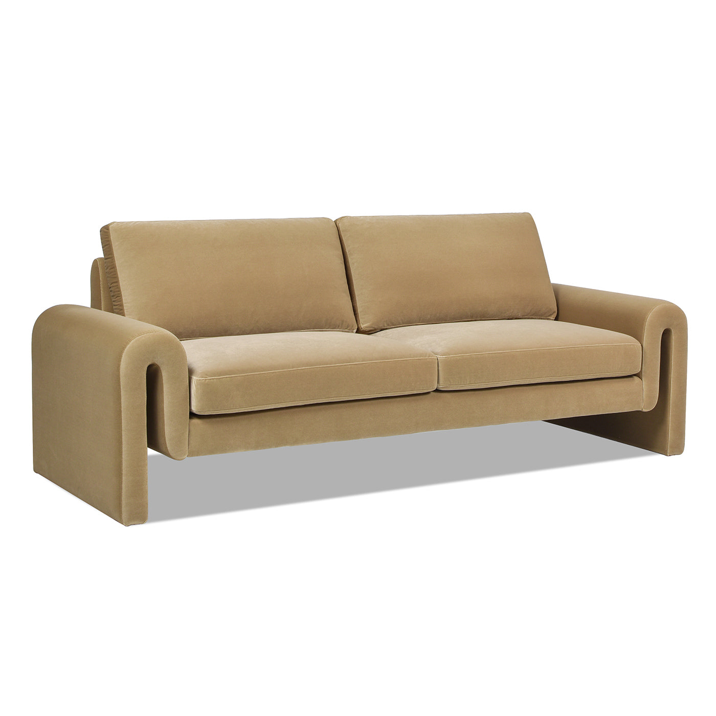Mason 85' Arched Arm Sofa, Camel Brown Beige Performance Velvet