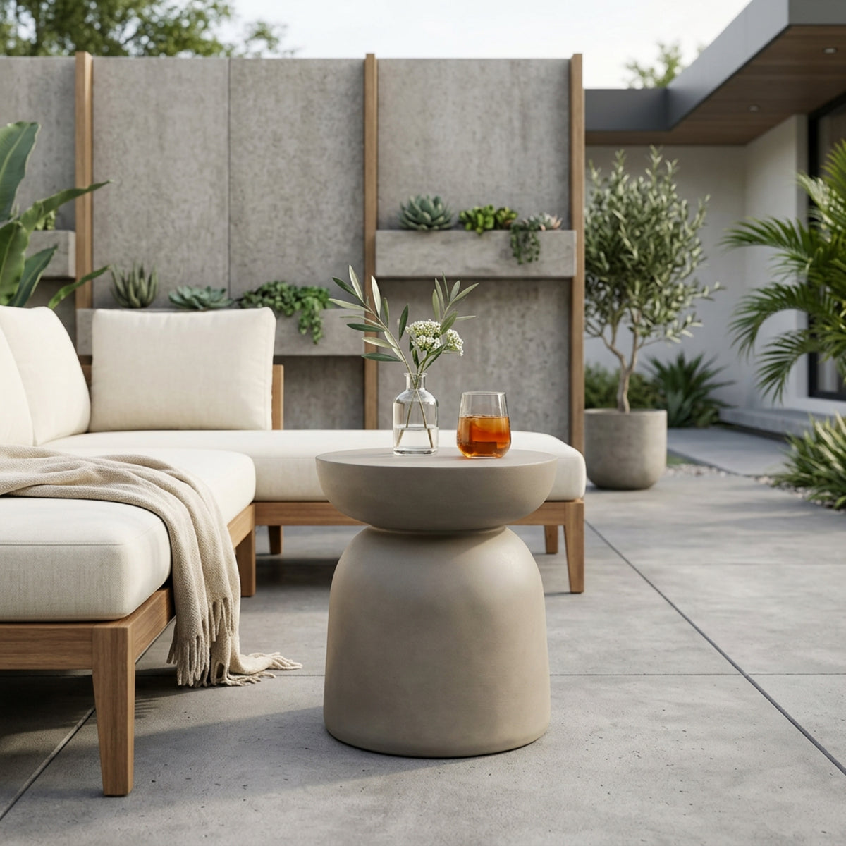 Outdoor Round Top MGO Drum Side/End Table