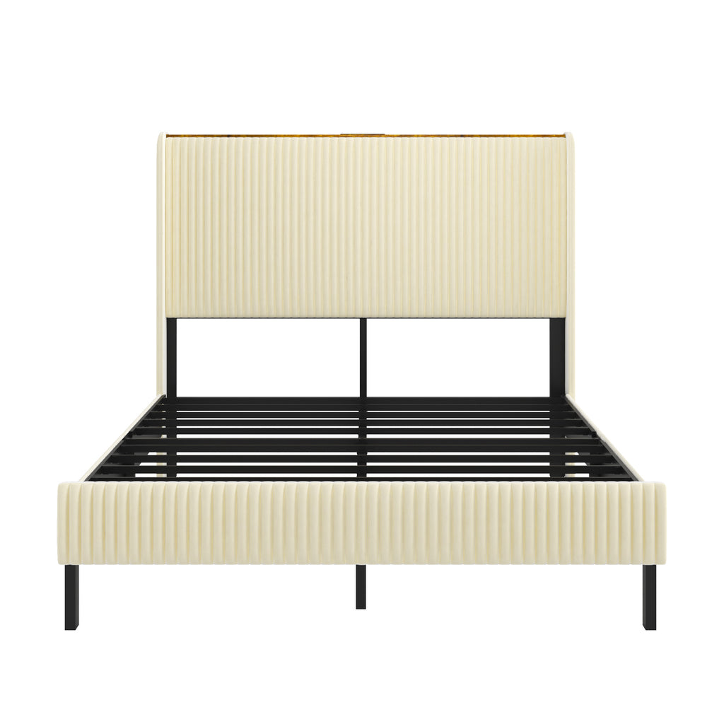 Full Size Platform Bed with Charging Station