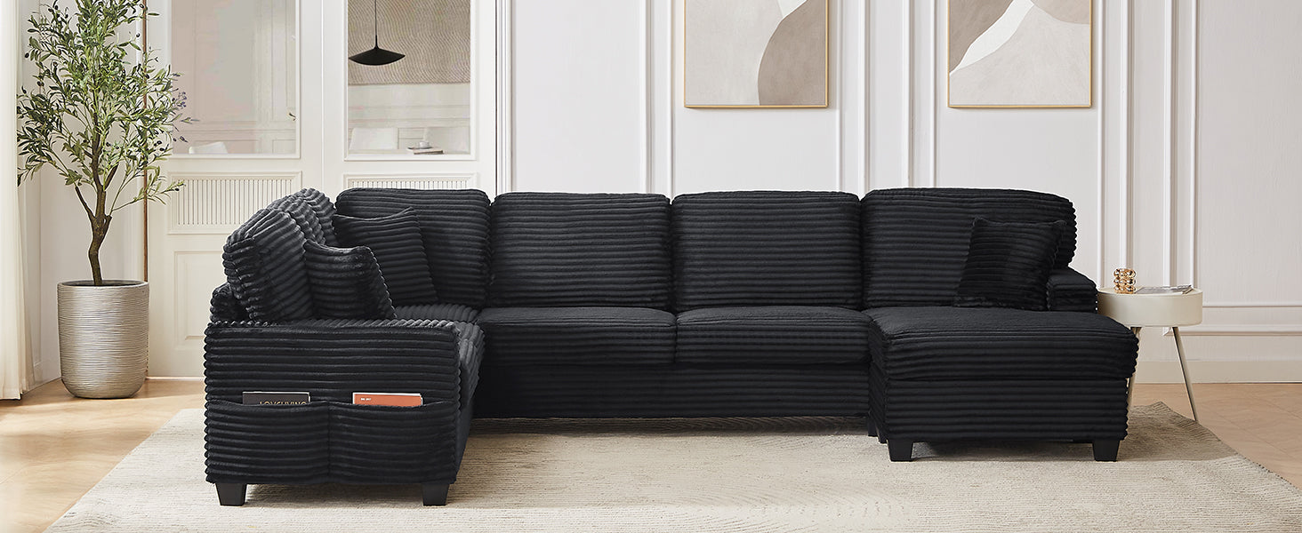 Sectional Sofa U-shaped Sectional with Movable Ottoman