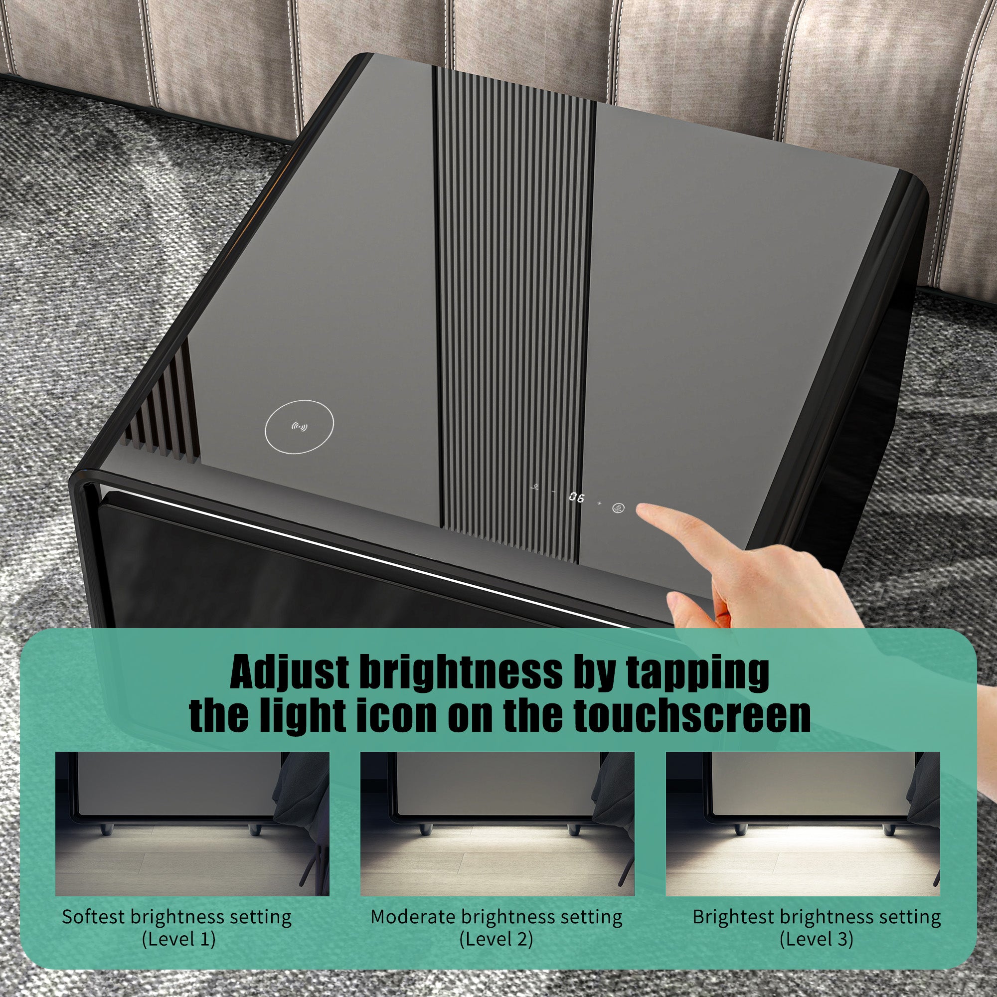 Modern Smart Side Table with Built-in Fridge