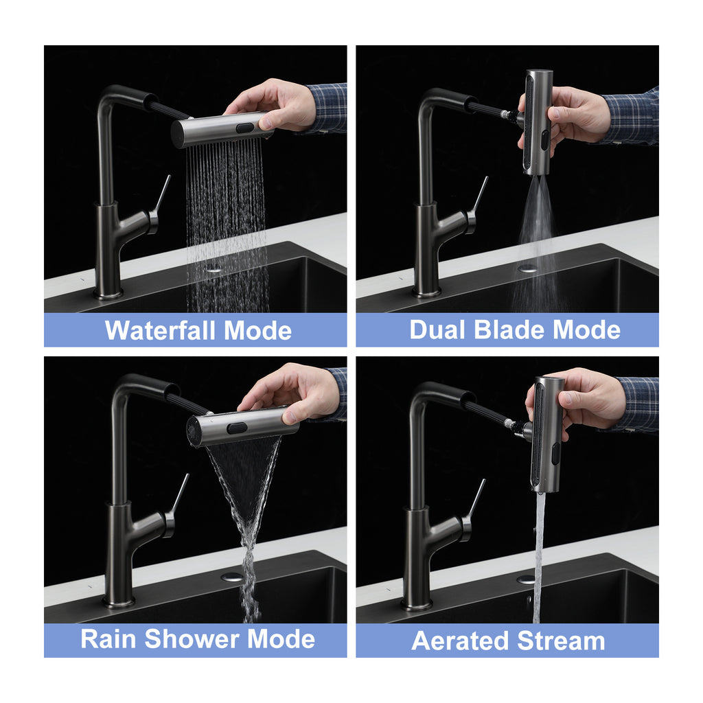 360° Pull-Down Kitchen Faucet with 4 Spray Modes
