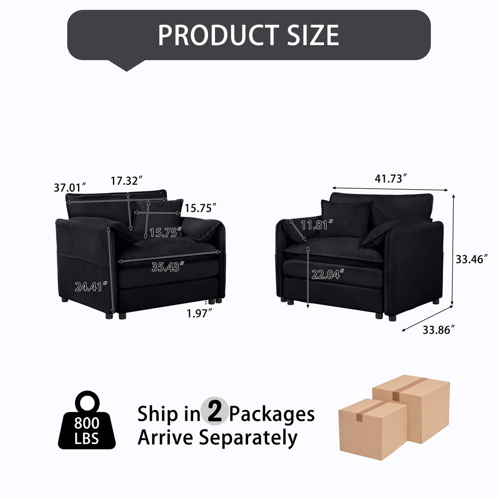 Oversized Chenille Accent Chair Set of 2