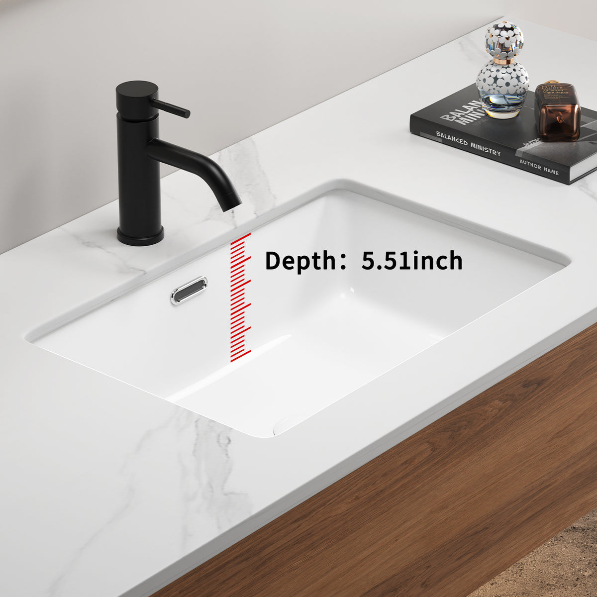 Rectangular Undermount Bathroom Sink - 22 x 15 Inch
