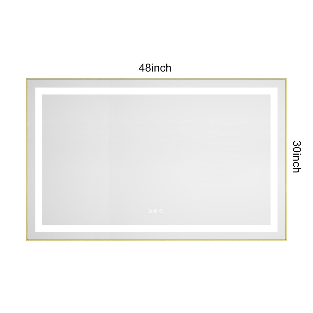 48" x 30" LED Bathroom Mirror with Front and Backlight
