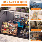 8x16Ft Resin Outdoor Storage Shed with Floor