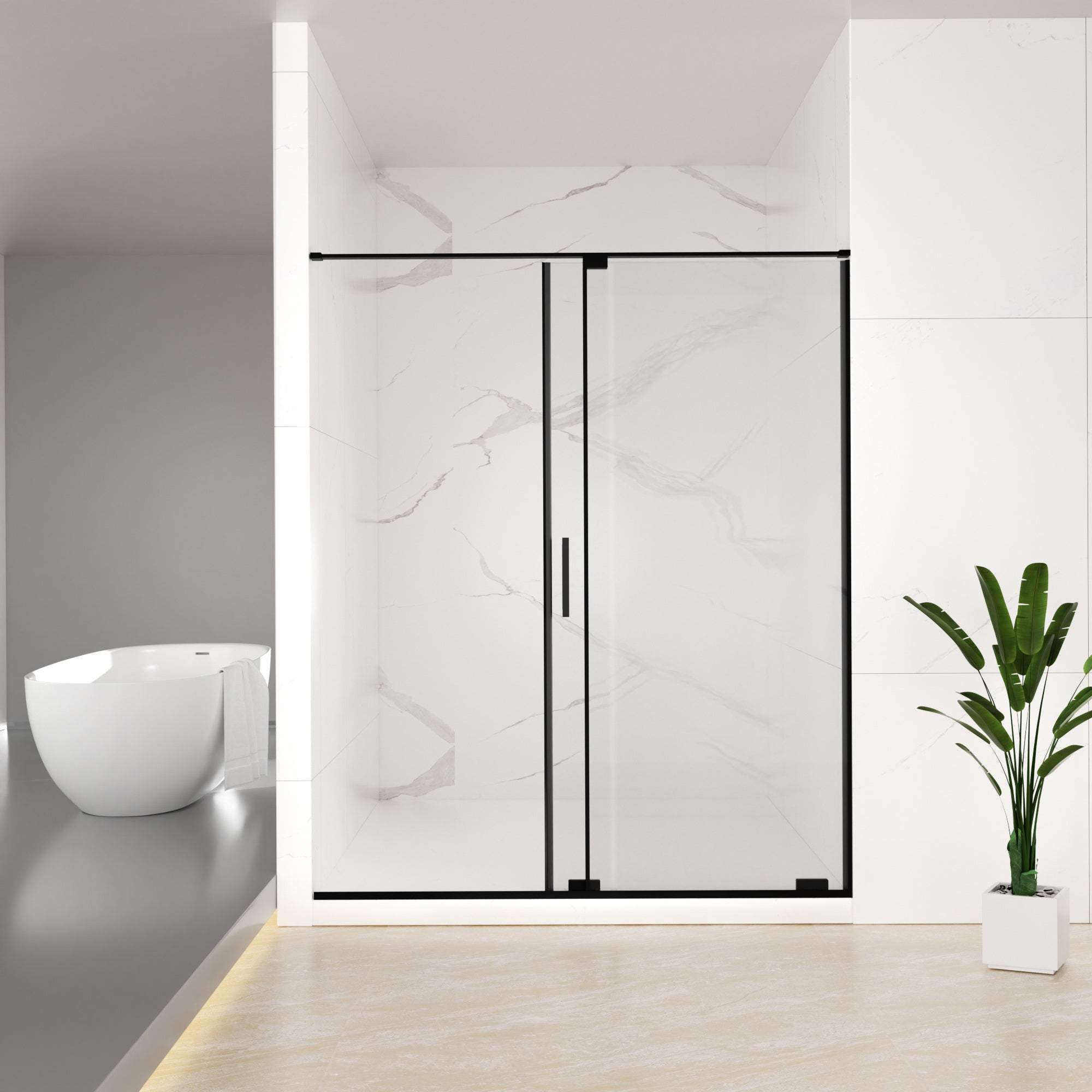 56-60" W x 72" H Semi-Frameless Sliding Shower Door