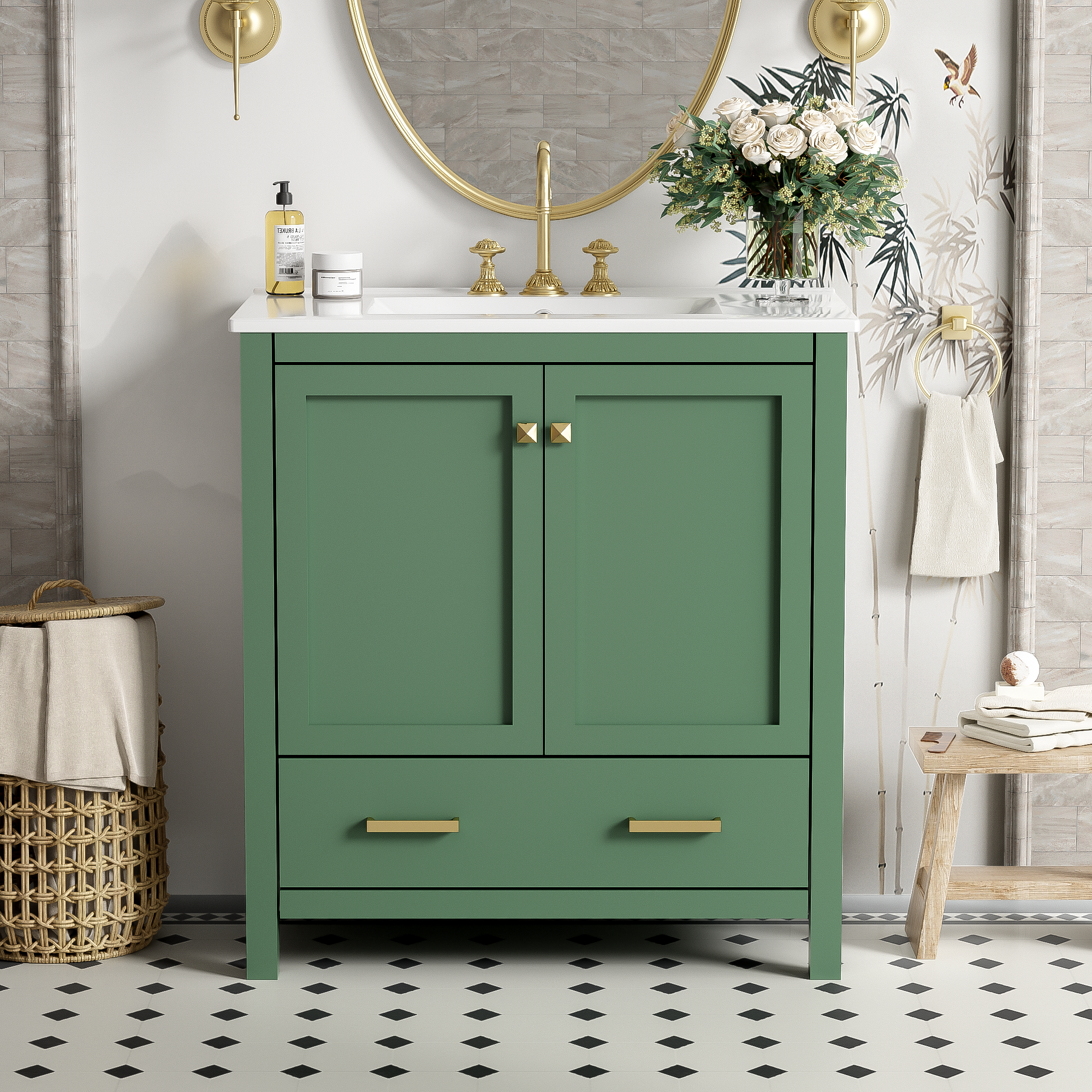 30 Inch Green Bathroom Vanity