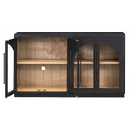 TREXM 4-Door Large Storage Sideboard Buffet Cabinet with Glass Doors - Black