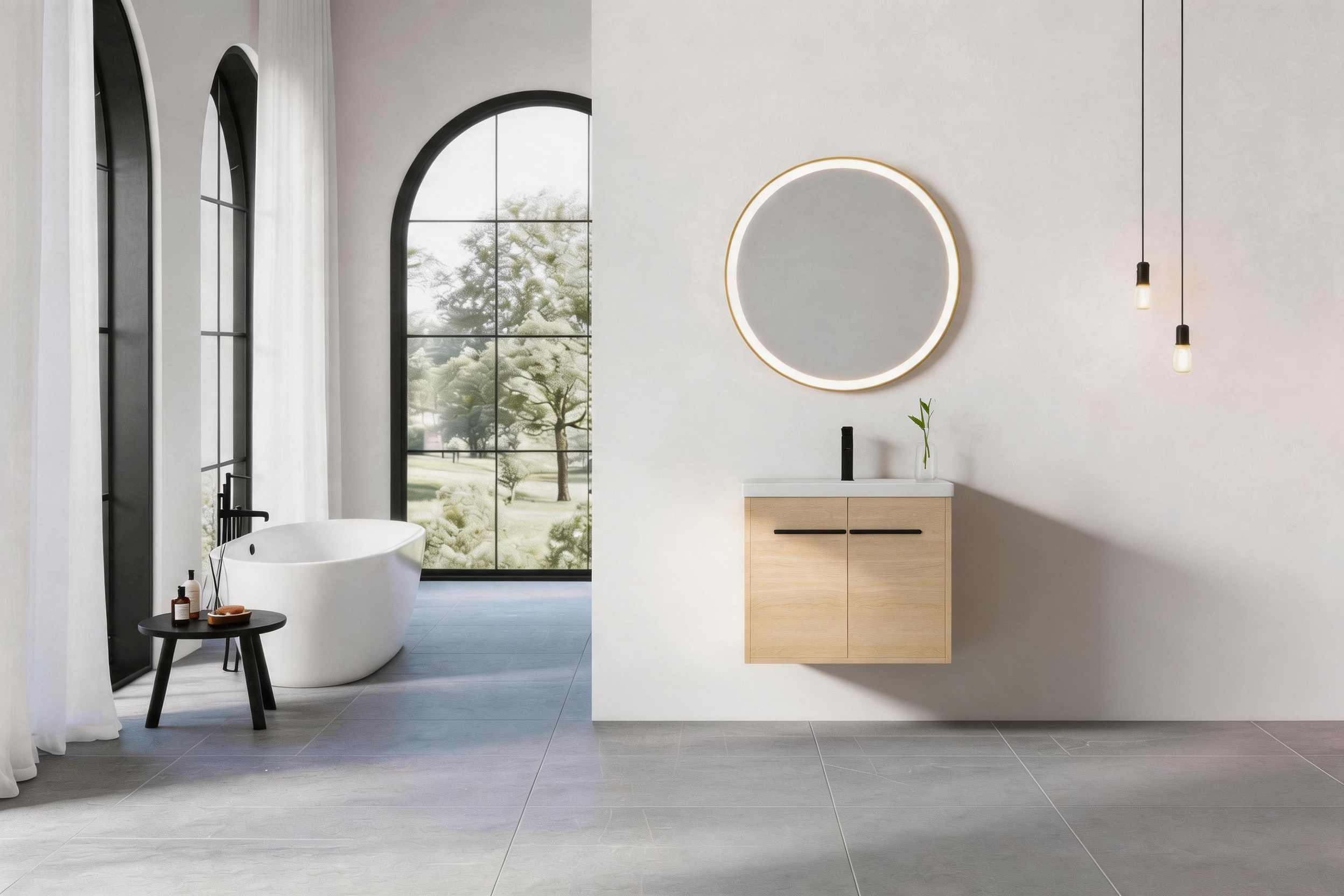 24" Wall Mounted Bathroom Vanity with Resin Basin