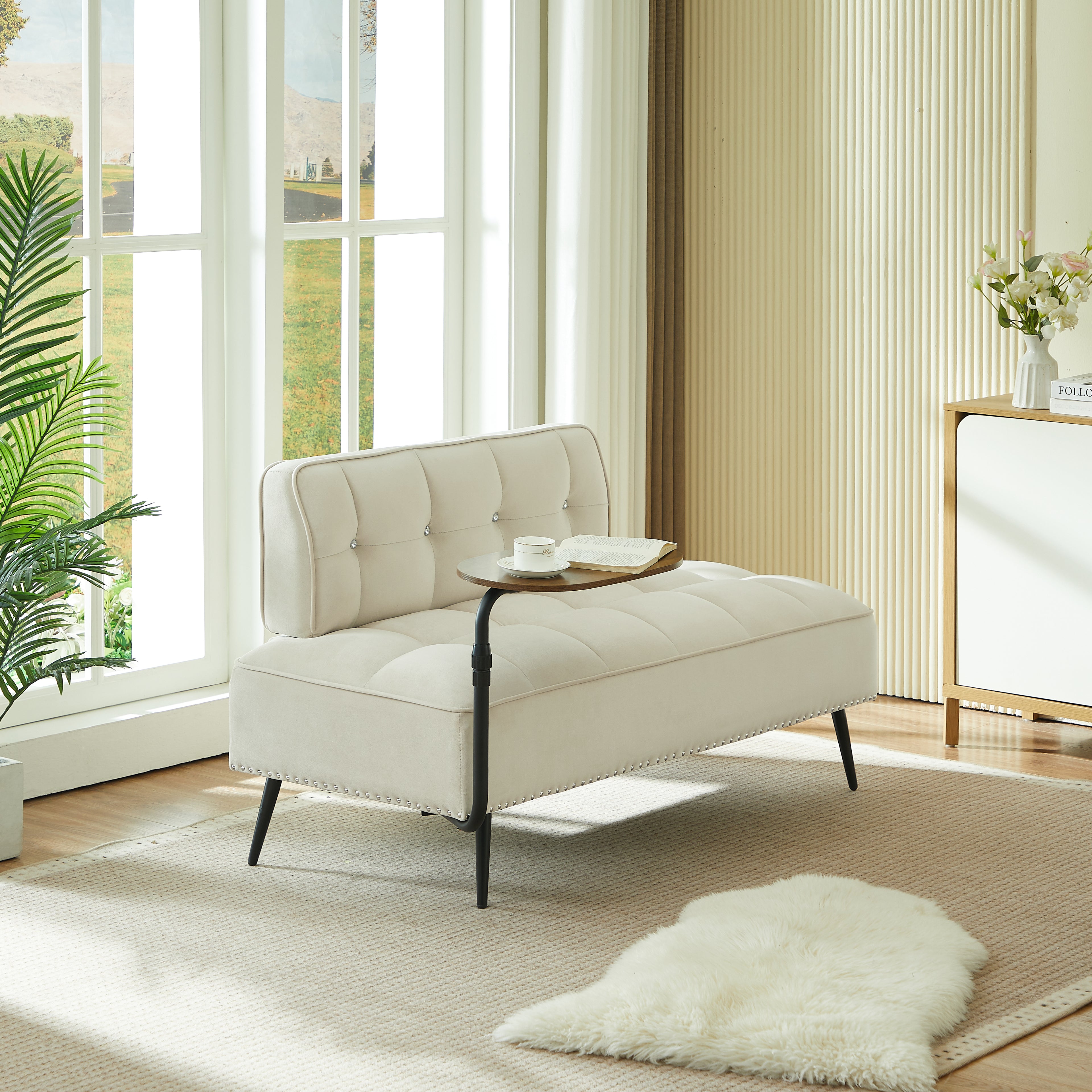 54-Inch Modern Two-Seater Velvet Sofa