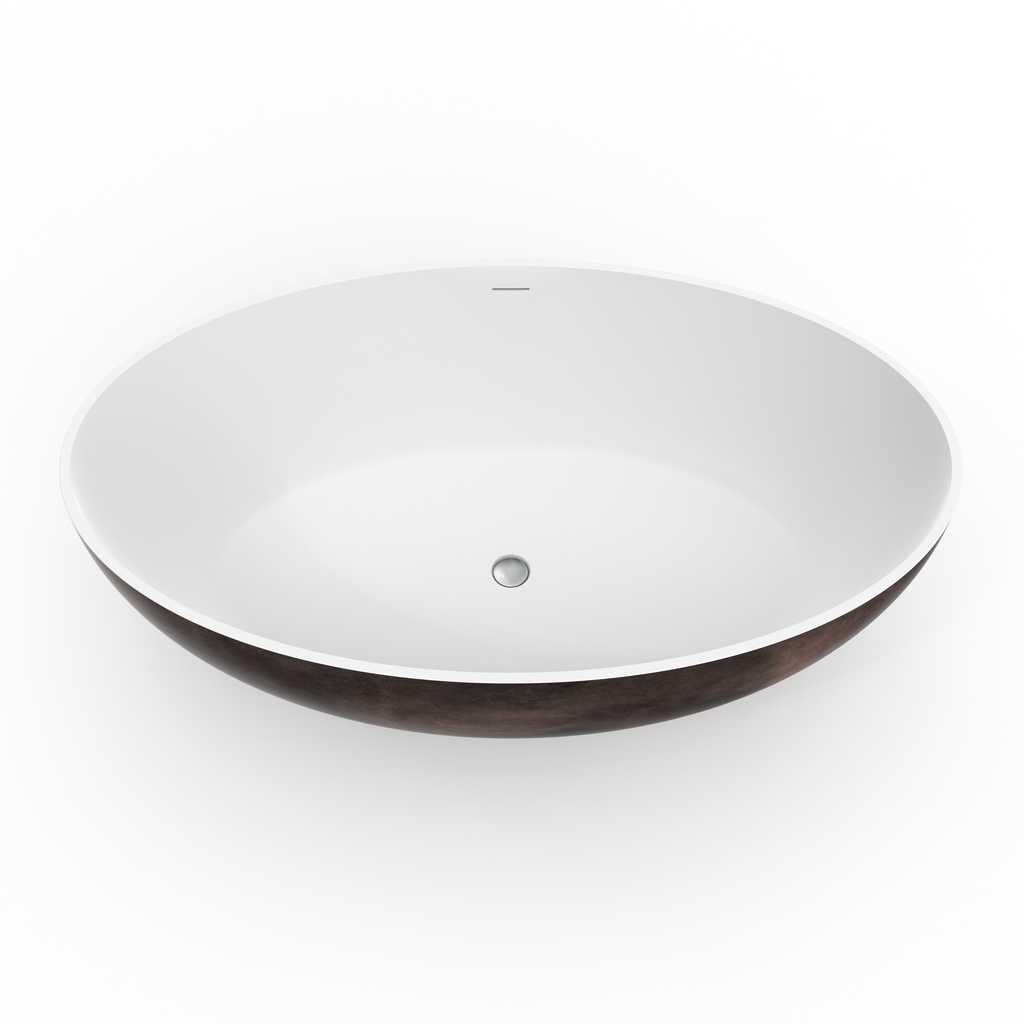 67 Inch Freestanding Solid Surface Soaking Bathtub