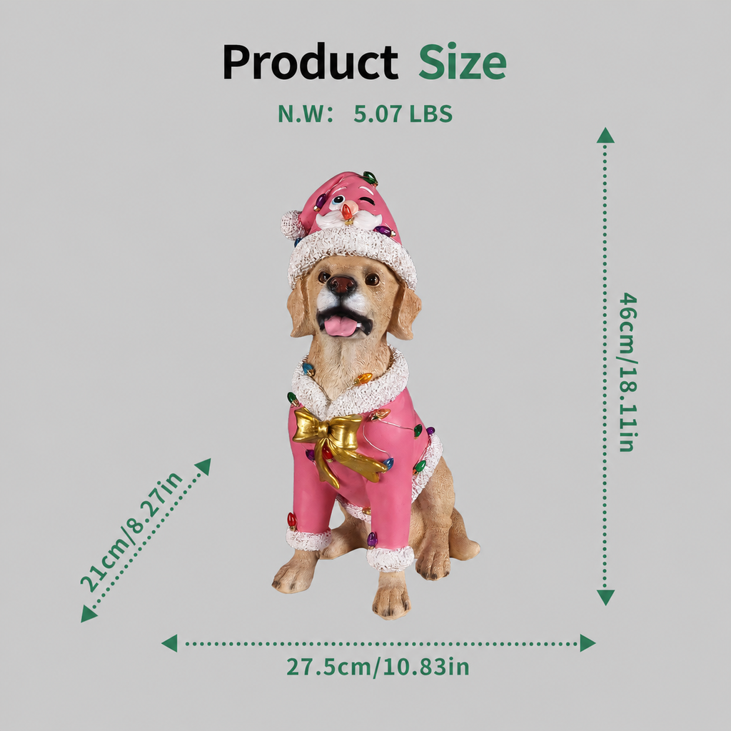 Christmas Labrador Retriever Statue, Holiday Dog Figurine